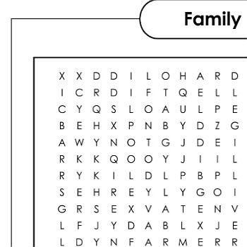 Family Names wordsearch puzzle thumbnail